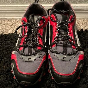 FILA red and black shoes